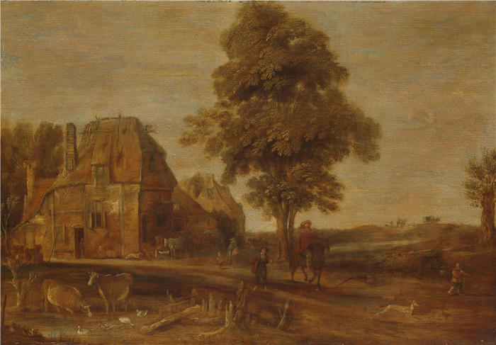 阿尔特·范德尼尔（Aert van der Neer）油画-带有石膏厂的风景Landschap met pleisterplaats