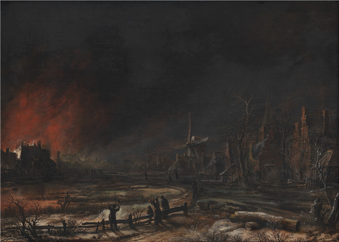 阿尔特·范德尼尔(Aert van der Neer)油画-冬夜Ildebrand en vinternat