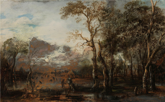 阿尔特·范德尼尔(Aert van der Neer)油画-景观与猎人 Landschap met jager