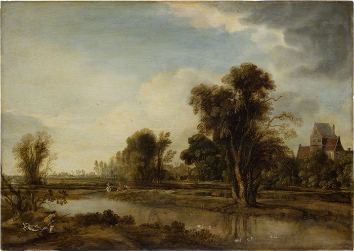阿尔特·范德尼尔(Aert van der Neer)油画-乡村池塘Village Pond (SM 1090)