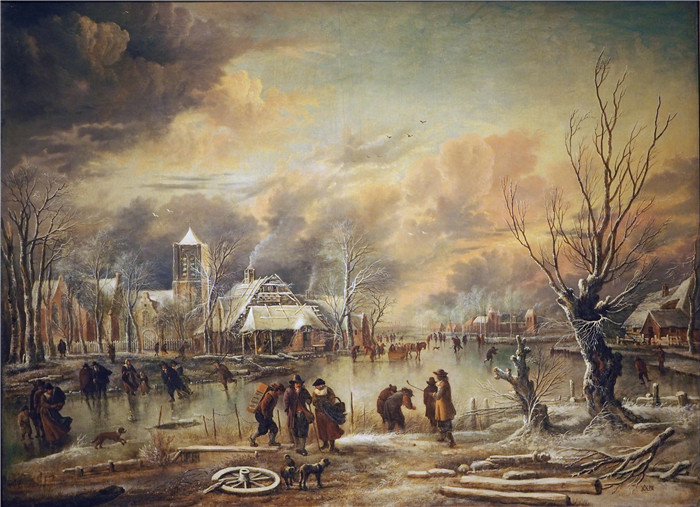 阿尔特·范德尼尔(Aert van der Neer)油画-尼尔冬日雪景