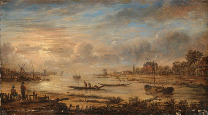 阿尔特·范德尼尔(Aert van der Neer)油画-日出时河景