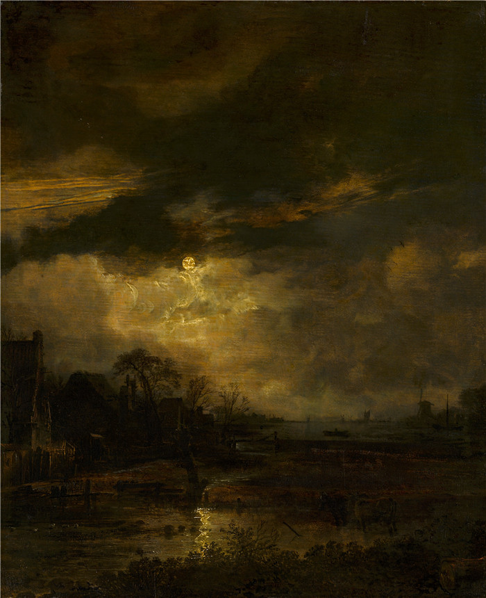 阿尔特·范德尼尔(Aert van der Neer)油画-日落景观