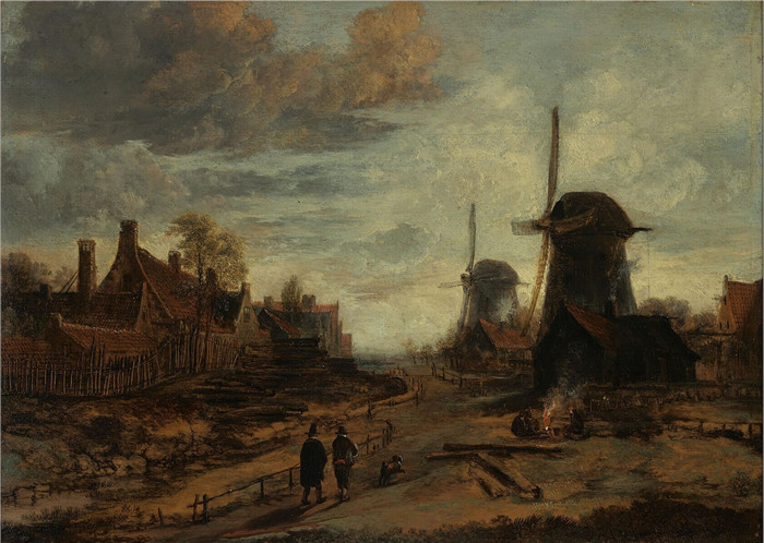 阿尔特·范德尼尔(Aert van der Neer)油画-晚上的磨坊Molens in de avond