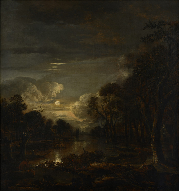 阿尔特·范德尼尔(Aert van der Neer)油画-月光景观Landschap bij maanlicht