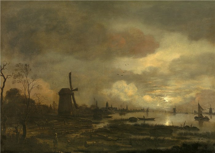 阿尔特·范德尼尔(Aert van der Neer)油画-月光下的风景Landschap bij maneschijn
