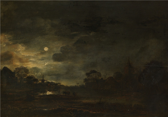 阿尔特·范德尼尔(Aert van der Neer)油画-月光景观Landschap bij maanlicht, SK-A-2128