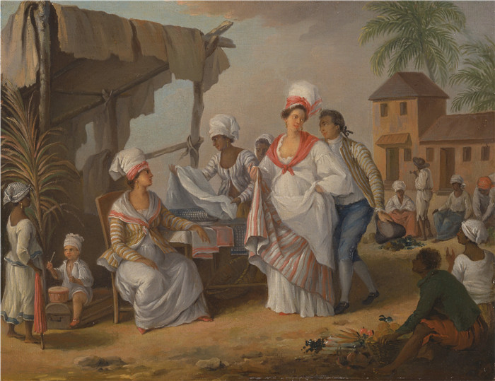 阿戈斯蒂诺·布鲁尼亚斯（Agostino Brunias）画作-多米尼加罗索市场日Market Day, Roseau, Dominica