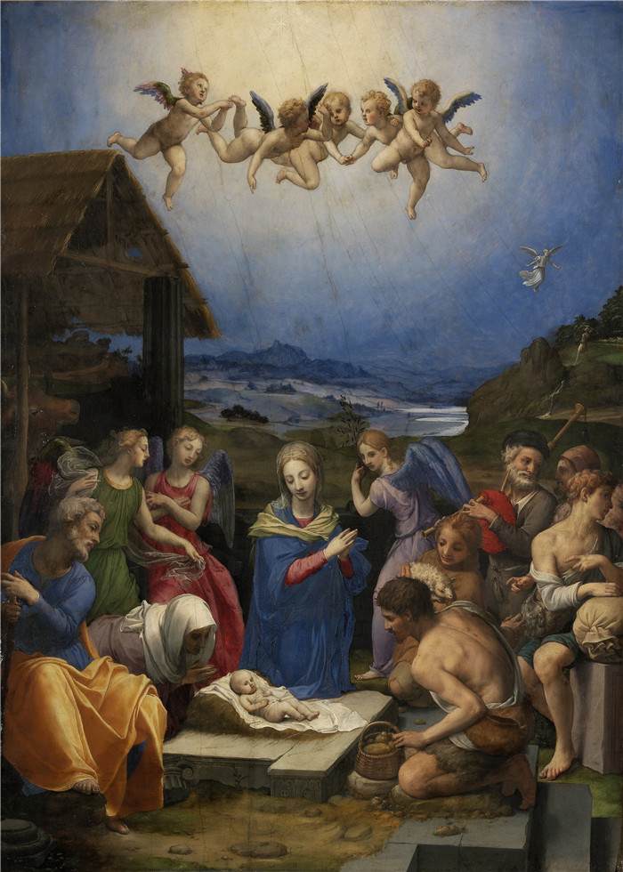 阿格诺洛·布龙齐诺（Agnolo Bronzino）作品-布罗奇诺对牧羊人的崇拜