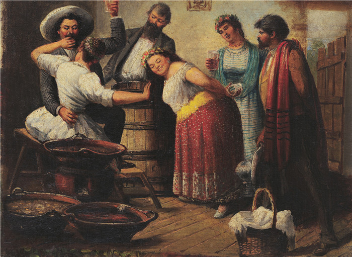 何塞·阿古斯丁·阿列塔(José Agustín Arrieta)作品-普克利亚酒馆场景Scene of Pulqueria