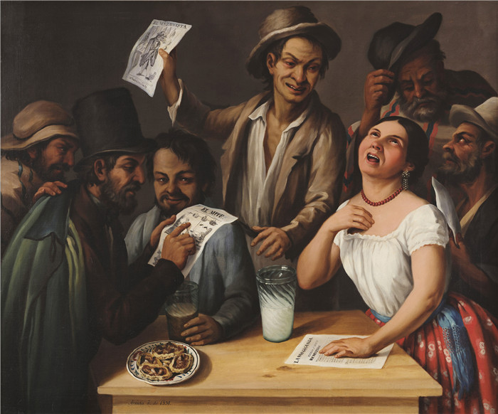 何塞·阿古斯丁·阿列塔(José Agustín Arrieta)作品-酒吧聚会Bar Gathering
