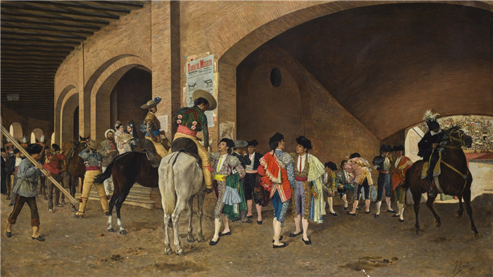 华金·阿格拉索特·伊·胡安(Joaquín Agrasot y Juan)画作-为斗牛做准备
