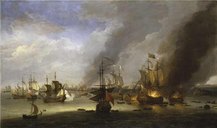 阿德里安·范·迪斯特(Adriaen van Diest)作品-拉霍格战役中皇家太阳号的毁灭