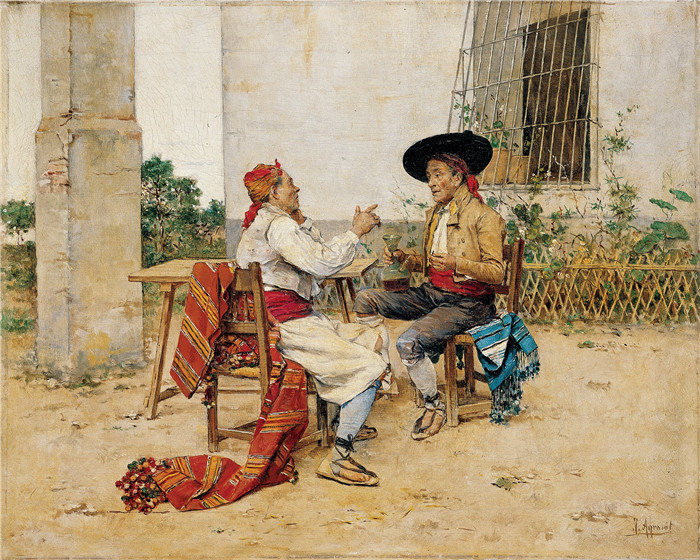 华金·阿格拉索特·伊·胡安（Joaquín Agrasot y Juan）画作-瓦伦西亚韦尔塔的两位居民