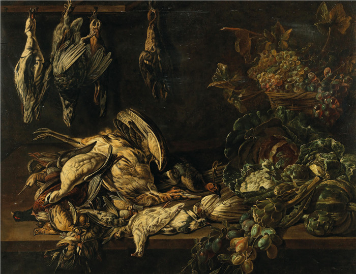 阿德里安·范·乌得勒支(Adriaen van Utrecht)作品-食堂与野生水果和蔬菜