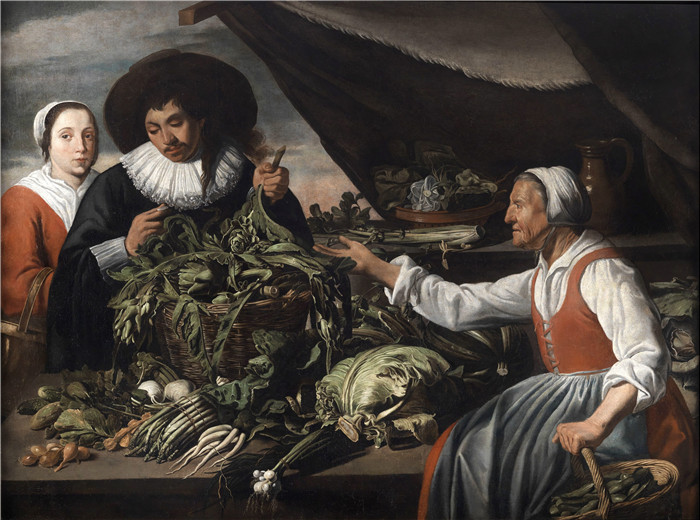 阿德里安·范·乌得勒支(Adriaen van Utrecht)作品-前蔬菜推销员(und Mitarbeiter) Alte Gemüseverkäuferin