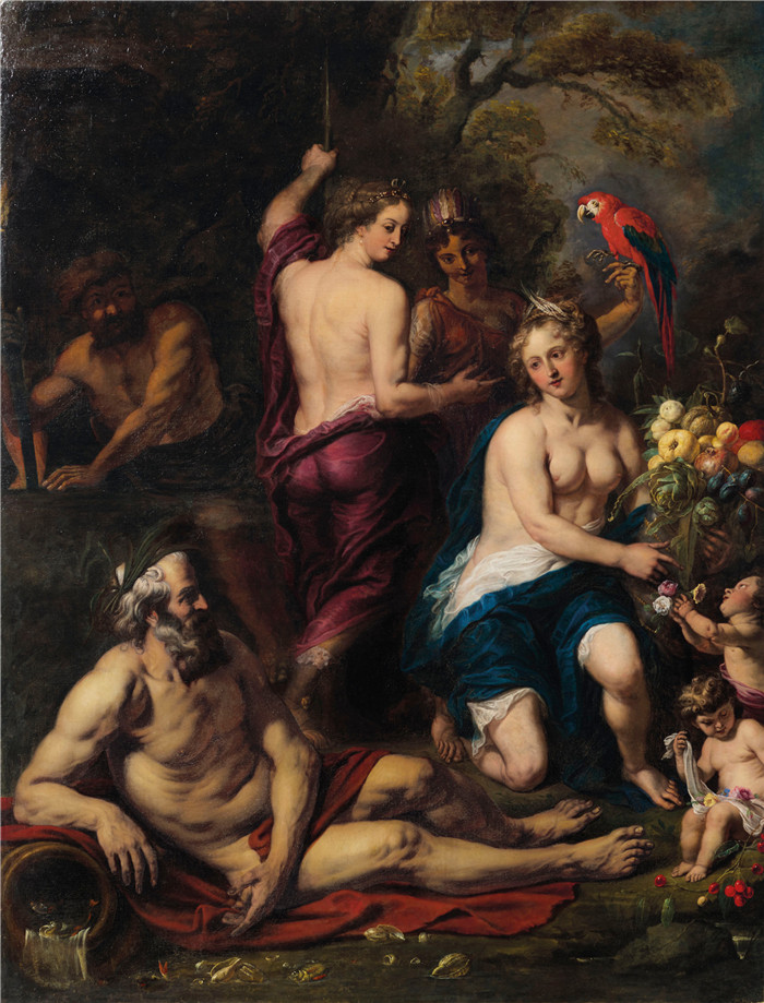 阿德里安·范·乌得勒支(Adriaen van Utrecht)作品-扬·范登霍克与四行寓言