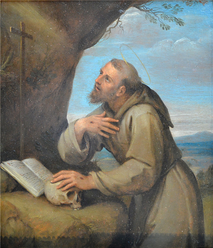 弗朗西斯科·阿尔巴尼(Francesco Albani )-阿西西的圣方济各在十字架前祈祷