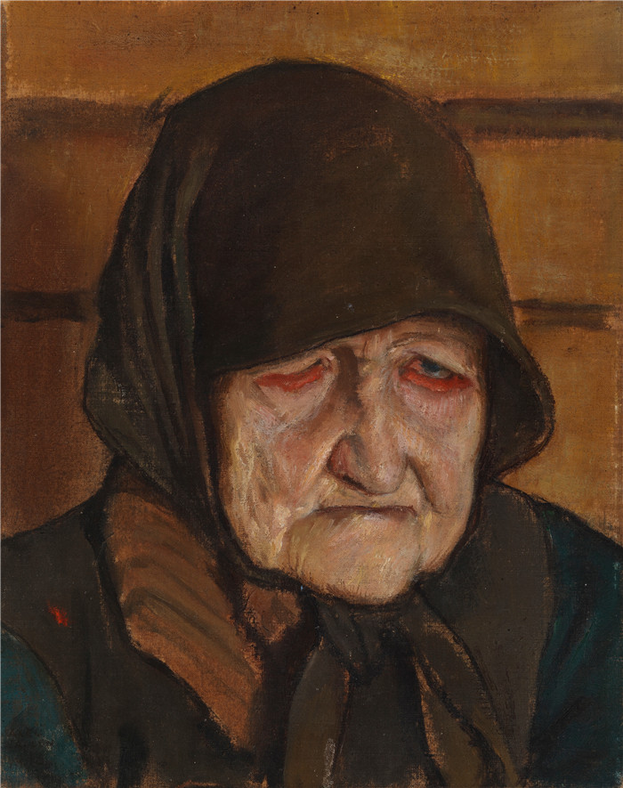 阿克塞利·加伦-卡莱拉(Akseli Gallen-Kallela)作品-老妇人Vanha eukko