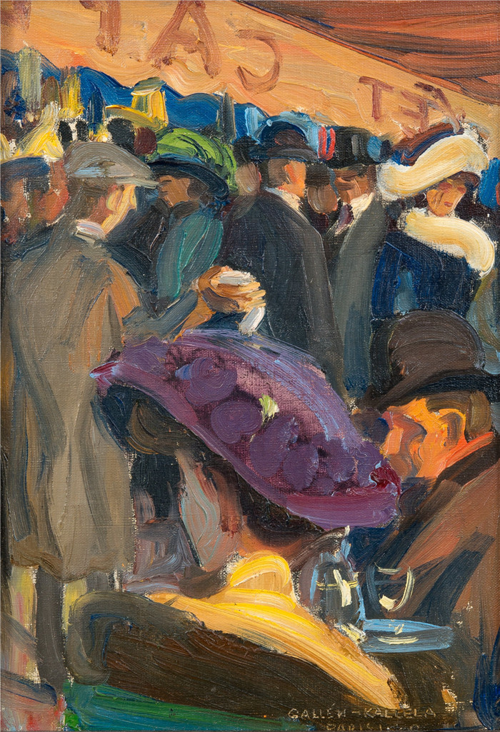阿克塞利·加伦-卡莱拉(Akseli Gallen-Kallela)作品-巴黎咖啡馆Café in Paris