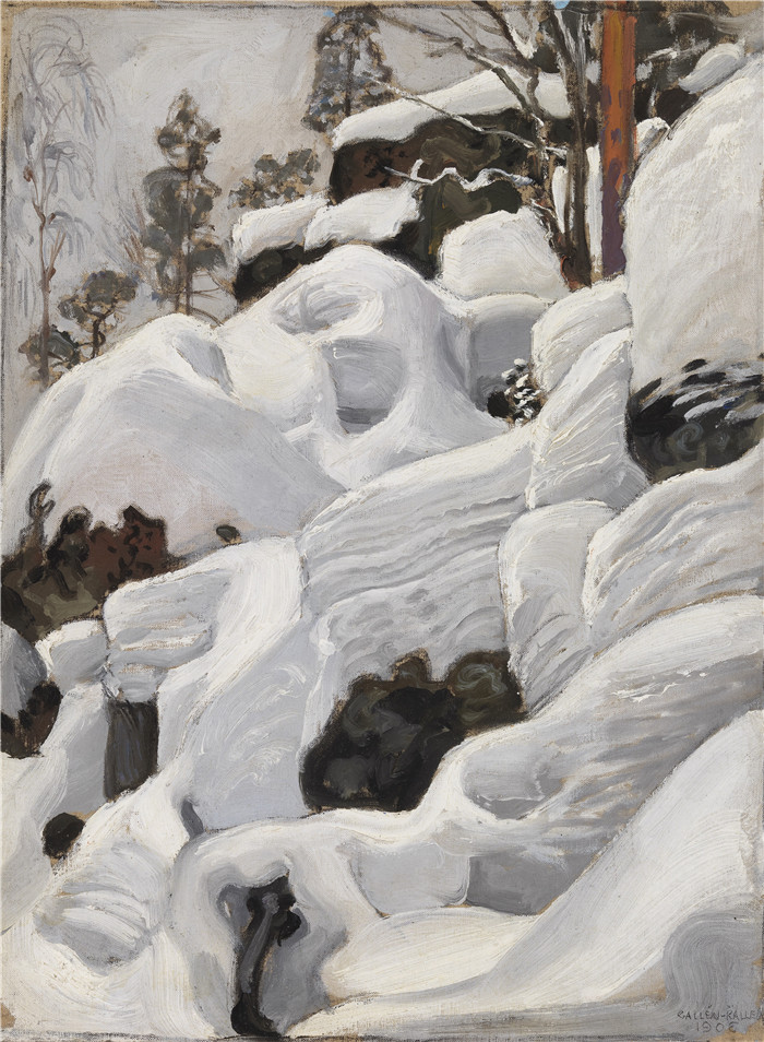 阿克塞利·加伦-卡莱拉(Akseli Gallen-Kallela)作品-猞猁巢穴