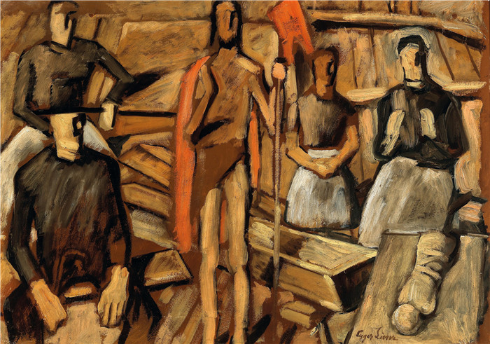 阿尔宾·艾格·利恩茨(Albin Egger Lienz)作品-复活设计Albin Egger-Lienz Auferstehung Entwurf