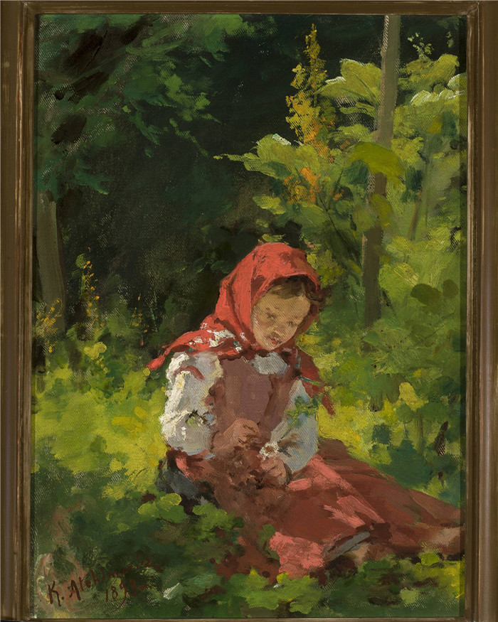 卡齐米兹·阿尔奇莫维奇(Kazimierz Alchimowicz)-森林里的女孩Girl in a forest