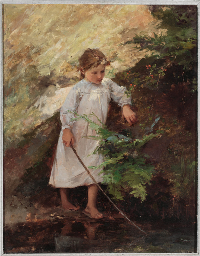 卡齐米兹·阿尔奇莫维奇(Kazimierz Alchimowicz)-女孩与风景Girl with a landscape
