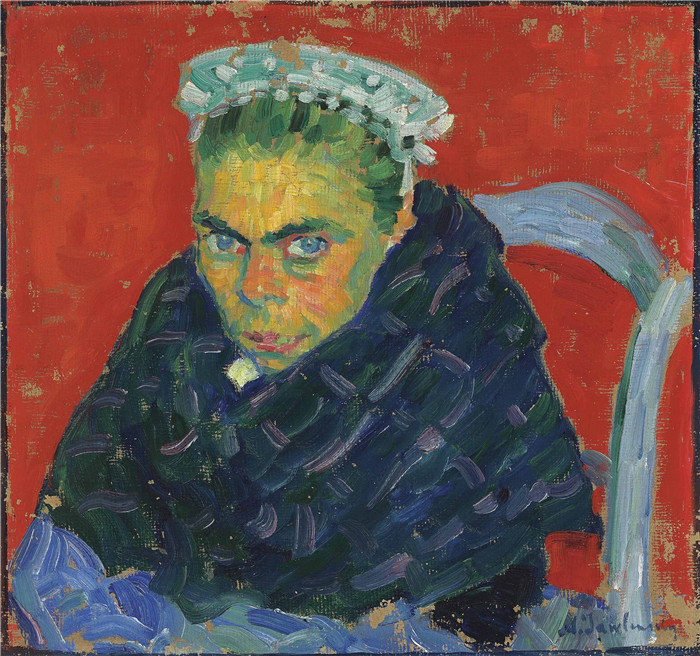 阿列克谢·贾伦斯基(Alexei Jawlensky)作品-布列塔尼农夫Bretonische Bäuerin (c.1905)