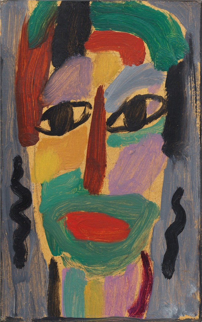 阿列克谢·贾伦斯基(Alexei Jawlensky)作品-神秘的头 Mystischer Kopf c1917