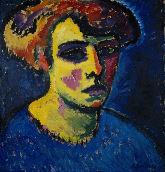 阿列克谢·贾伦斯基(Alexei Jawlensky)作品-女性头像Frauenkopf (Head of a Woman)