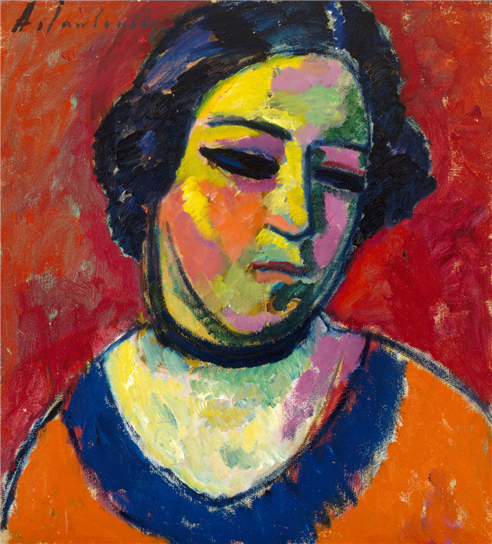 阿列克谢·贾伦斯基(Alexei Jawlensky)作品-一个女人的肖像Portrait of a Woman