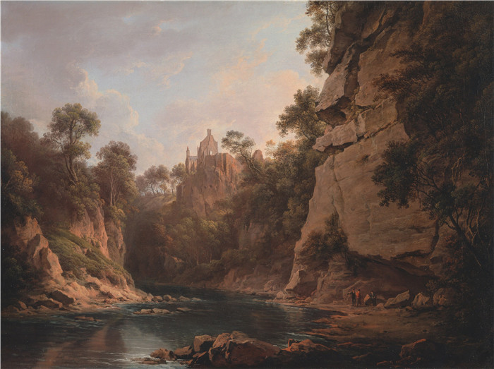 亚历山大·纳斯米斯(Alexander Nasmyth)油画-爱丁堡附近的霍索恩登城堡