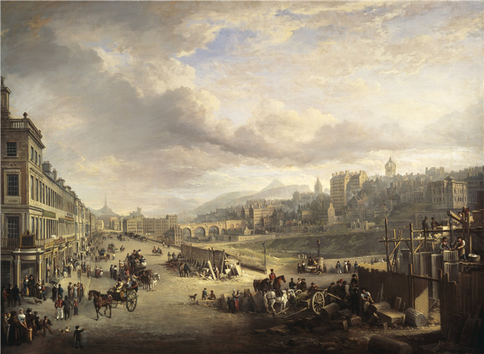 亚历山大·纳斯米斯(Alexander Nasmyth)油画-王子街与皇家学会大楼开工