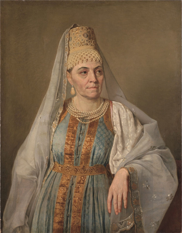 阿列克谢·韦涅齐亚诺夫(Alexey Venetsianov)油画-妻子玛法Wife Marfa by A.Venetsianov
