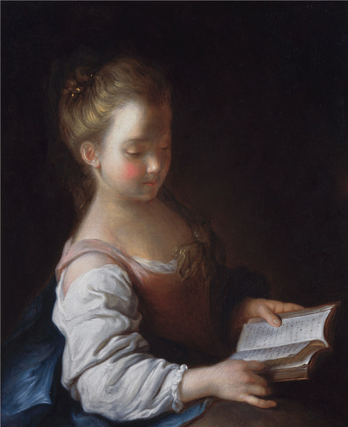 亚历克西斯·格里穆(Alexis Grimou)肖像画-年轻女子读书Young woman reading