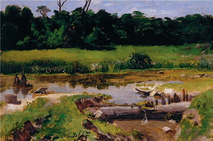 阿尔梅达·朱尼尔(Almeida Júnior)油画 -河流景观Fluvial Landscape