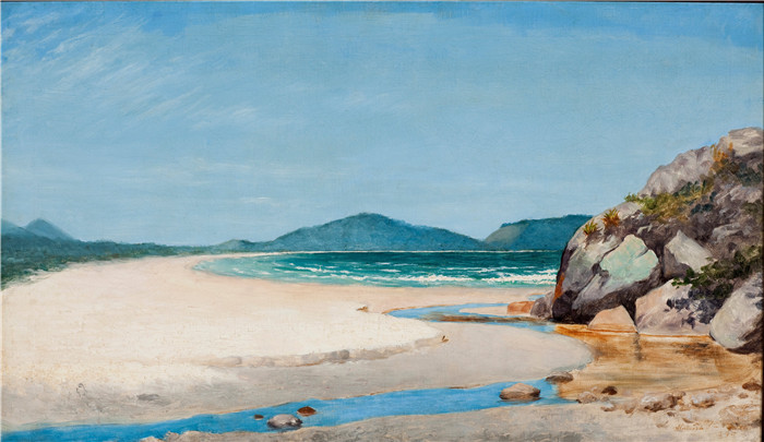 阿尔梅达·朱尼尔(Almeida Júnior)油画 -海景, 瓜鲁哈Seascape, Guarujá