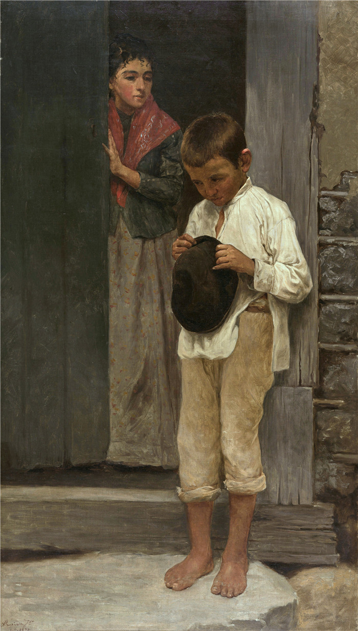 阿尔梅达·朱尼尔(Almeida Júnior)油画 -艰难的道路Recado difícil, 1895