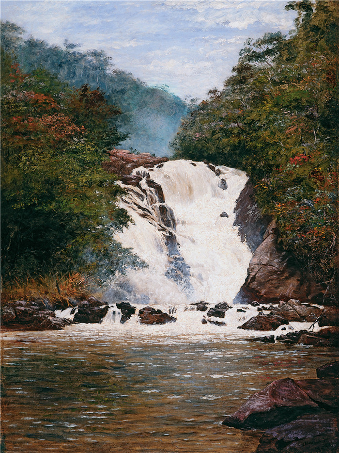 阿尔梅达·朱尼尔(Almeida Júnior)油画 -瀑布Votorantim Waterfall