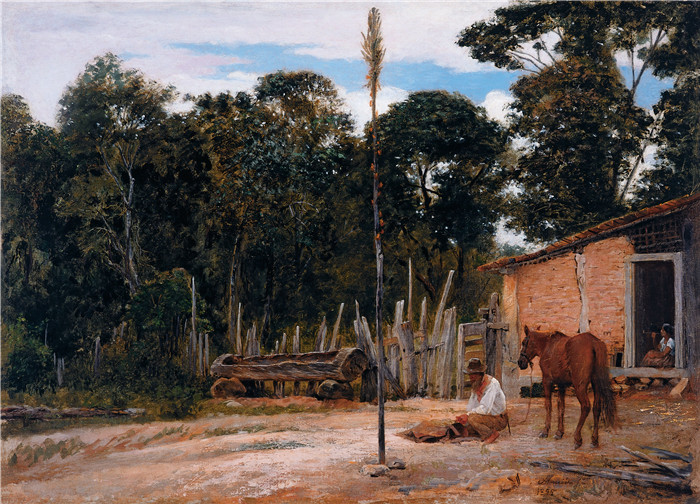 阿尔梅达·朱尼尔(Almeida Júnior)油画 -拉紧鞍座Tightening the Saddle