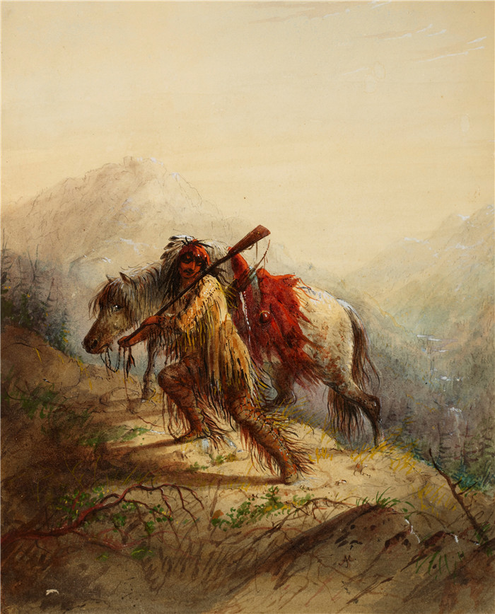 阿尔弗雷德·雅各布·米勒 (Alfred Jacob Miller)-头皮Alfred jacob miller the scalp-lock