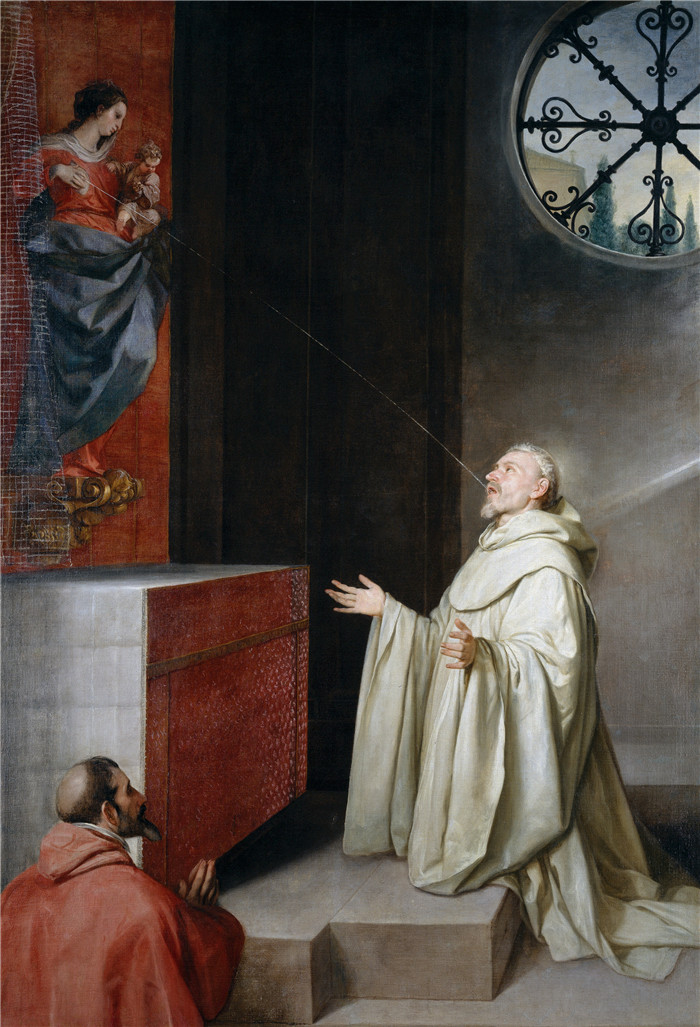 阿隆索·卡诺（Alonso Cano）画作-圣伯纳德和圣母San Bernardo y la Virgen