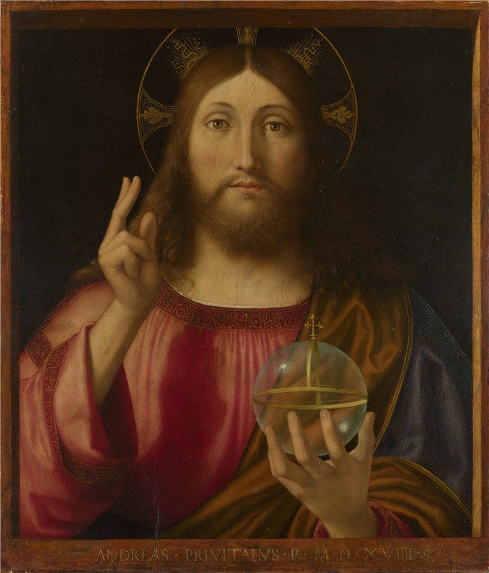 安德烈亚·普雷维塔利(Andrea Previtali)画作-救世主 Salvator Mundi