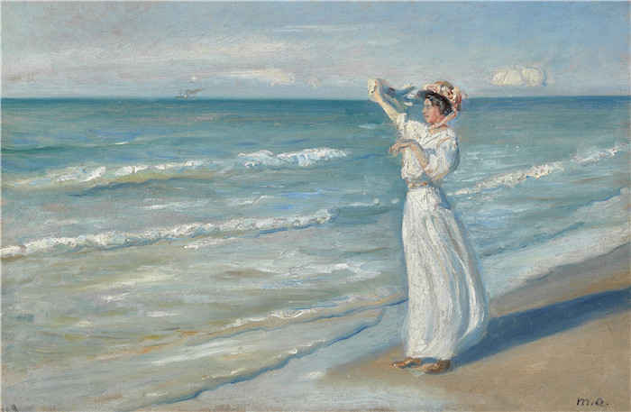 迈克尔·彼得·安切尔(Michael Peter Anche)作品-海滩上的女人- Kvinde på strand