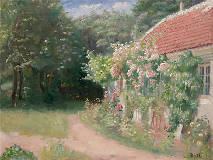 迈克尔·彼得·安切尔(Michael Peter Anche)作品-老花园屋The Old Garden House, summer 1914