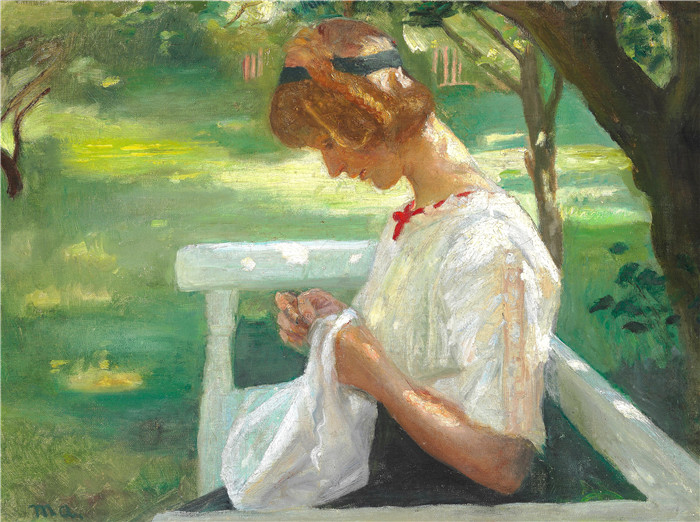 迈克尔·彼得·安切尔(Michael Peter Anche)作品-夏日花园里的缝纫师