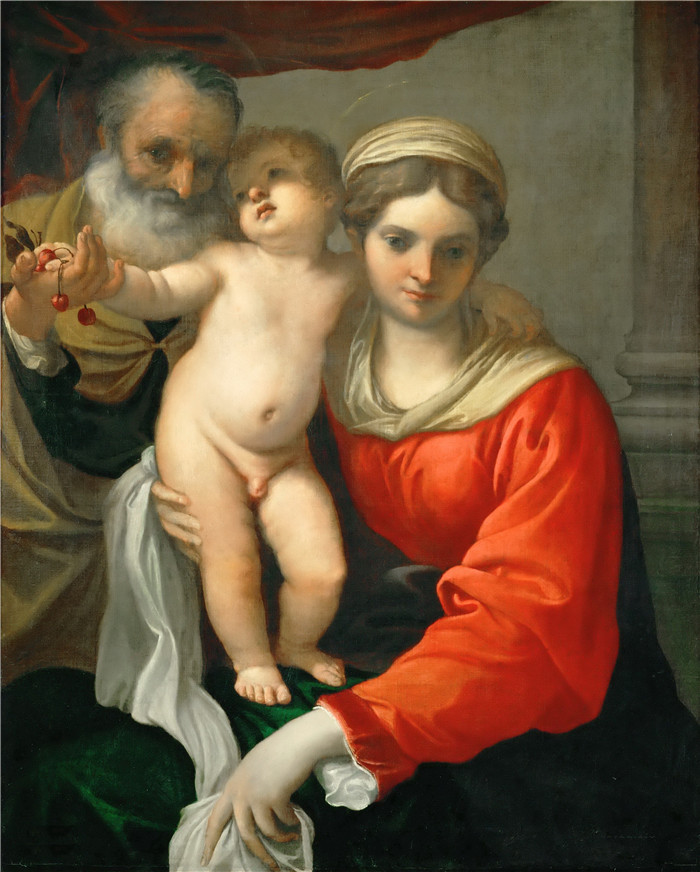安尼巴莱·卡拉奇（Annibale Carracci）作品-樱桃圣母Madonna delle ciliegie, Louvre
