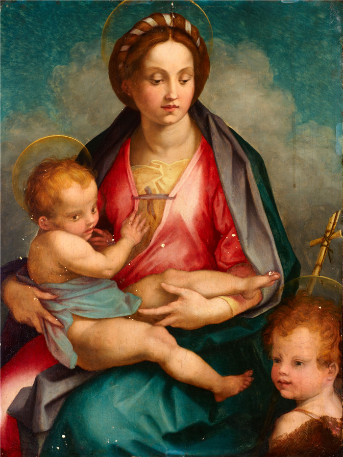 安德里亚·德尔·萨托（ Andrea del Sarto）作品-麦当娜和圣约翰的孩子Madonna and Child with St John