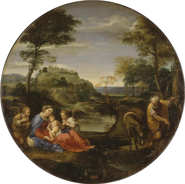 安尼巴莱·卡拉奇（Annibale Carracci）作品-在飞往埃及的航班上休息